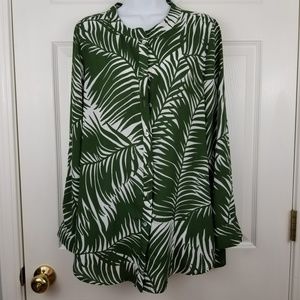 English Laundry Green Tropical Button Up Blouse